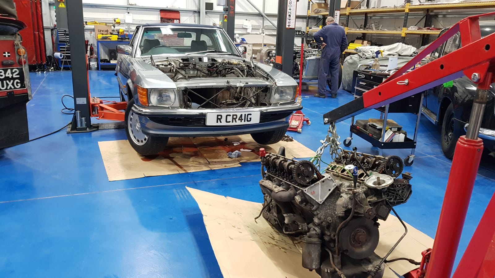 our 500SL engine is now out and ready for rebuild - Bridge Classic Cars