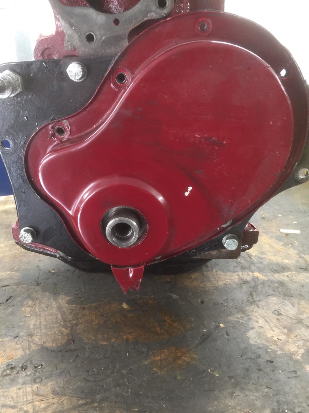 1960 MGA Day 3 MGA Front Timing cover before removal Bridge